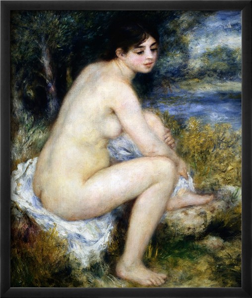 Woman Undresses Sitting in a Landscape - Pierre Auguste Renoir Painting